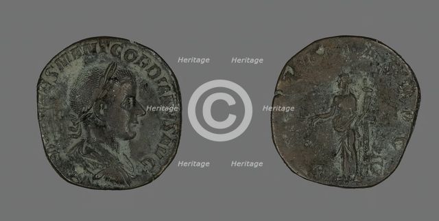 Sestertius (Coin) Portraying Emperor Gordianus, 240. Creator: Unknown.