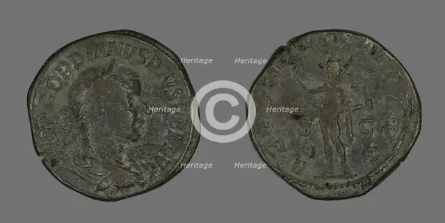 Sestertius (Coin) Portraying Emperor Gordianus, 241. Creator: Unknown.
