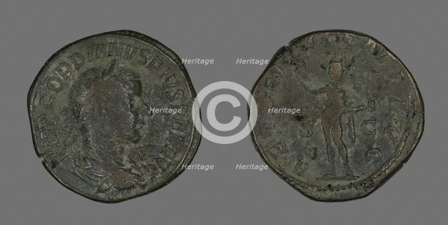 Sestertius (Coin) Portraying Emperor Gordianus, 241. Creator: Unknown.