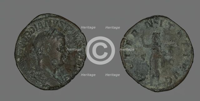 Sestertius (Coin) Portraying Emperor Gordianus, 241. Creator: Unknown.