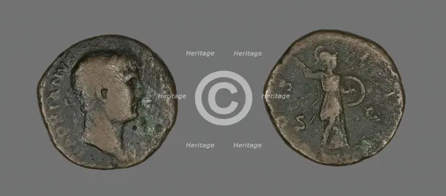 Sestertius (Coin) Portraying Emperor Hadrian, 117-138. Creator: Unknown.