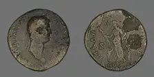Sestertius (Coin) Portraying Emperor Hadrian, 128-132. Creator: Unknown