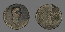 Sestertius (Coin) Portraying Emperor Hadrian, 128-132. Creator: Unknown