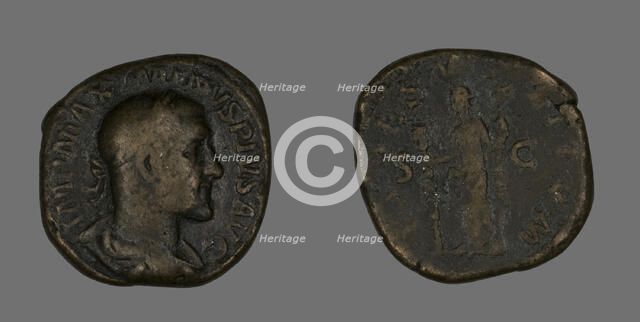 Sestertius (Coin) Portraying Emperor Maximinus, 235-236. Creator: Unknown.
