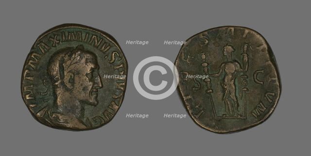 Sestertius (Coin) Portraying Emperor Maximinus, 235-236. Creator: Unknown.