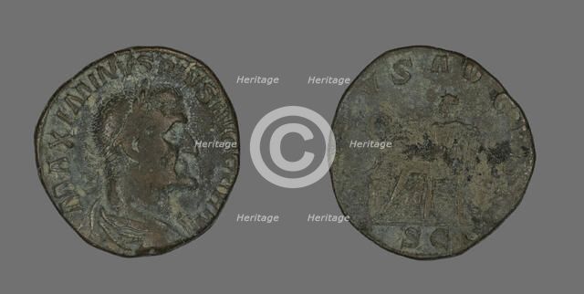 Sestertius (Coin) Portraying Emperor Maximinus, 235-236. Creator: Unknown.
