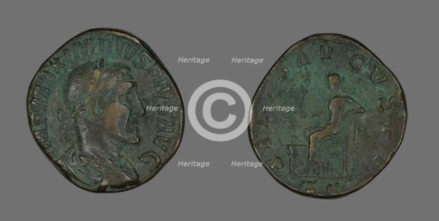 Sestertius (Coin) Portraying Emperor Maximinus, 235-236. Creator: Unknown.