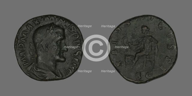 Sestertius (Coin) Portraying Emperor Maximinus, 235-238. Creator: Unknown.