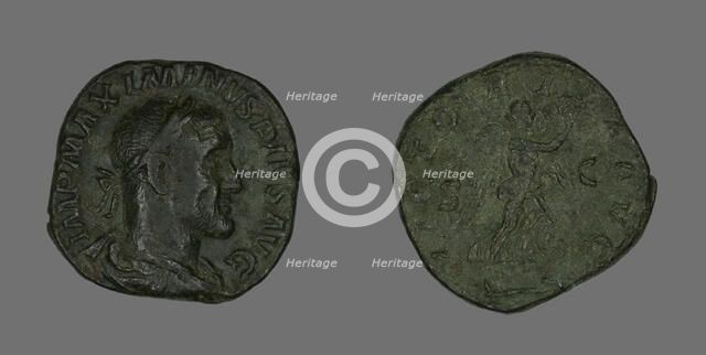 Sestertius (Coin) Portraying Emperor Maximinus, 235-238. Creator: Unknown.