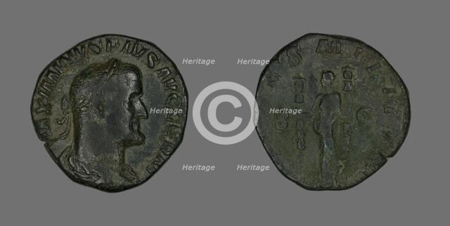 Sestertius (Coin) Portraying Emperor Maximinus, 236-238. Creator: Unknown.