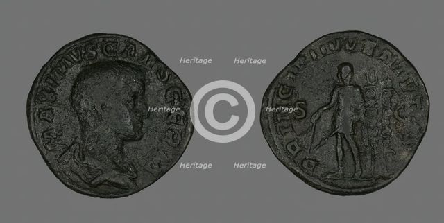 Sestertius (Coin) Portraying Emperor Maximus, 236-238. Creator: Unknown.