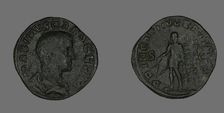 Sestertius (Coin) Portraying Emperor Maximus, 236-238. Creator: Unknown