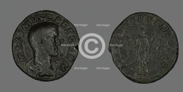 Sestertius (Coin) Portraying Emperor Maximus, 236-238. Creator: Unknown.