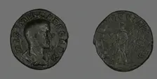 Sestertius (Coin) Portraying Emperor Maximus, 236-238. Creator: Unknown