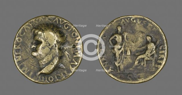 Sestertius (Coin) Portraying Emperor Nero, 54-68. Creator: Unknown.