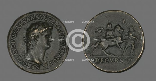 Sestertius (Coin) Portraying Emperor Nero, 54-69. Creator: Unknown.