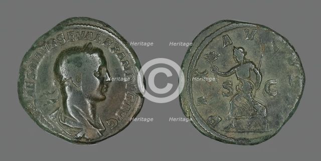 Sestertius (Coin) Portraying Emperor Severus Alexander, 222-235. Creator: Unknown.