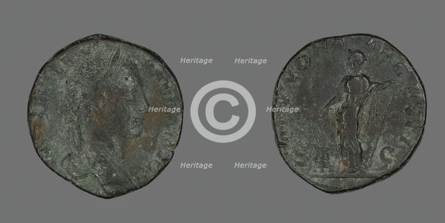 Sestertius (Coin) Portraying Emperor Severus Alexander, 222-231. Creator: Unknown.