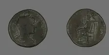 Sestertius (Coin) Portraying Emperor Severus Alexander, 223. Creator: Unknown