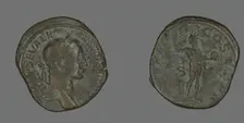 Sestertius (Coin) Portraying Emperor Severus Alexander, 230. Creator: Unknown