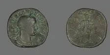 Sestertius (Coin) Portraying Emperor Severus Alexander, 231-235. Creator: Unknown