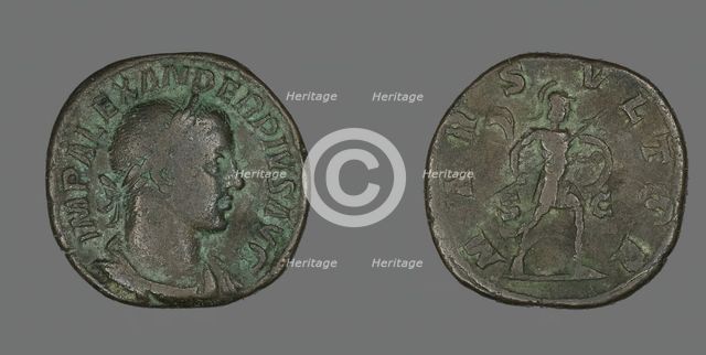 Sestertius (Coin) Portraying Emperor Severus Alexander, 231-235. Creator: Unknown.