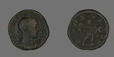 Sestertius (Coin) Portraying Emperor Severus Alexander, 232. Creator: Unknown