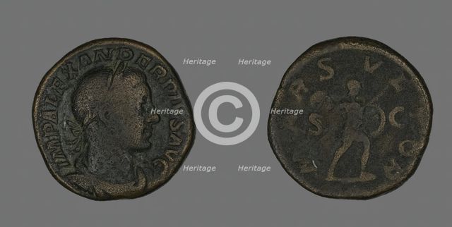 Sestertius (Coin) Portraying Emperor Severus Alexander, 232. Creator: Unknown.