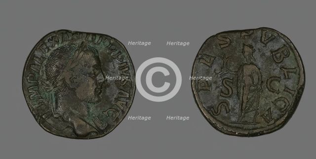 Sestertius (Coin) Portraying Emperor Severus Alexander, 232. Creator: Unknown.