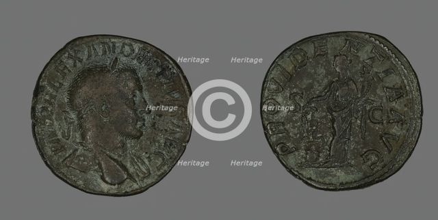 Sestertius (Coin) Portraying Emperor Severus Alexander, 232. Creator: Unknown.