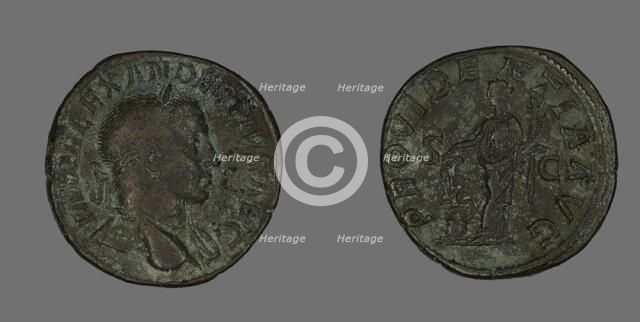 Sestertius (Coin) Portraying Emperor Severus Alexander, 232. Creator: Unknown.