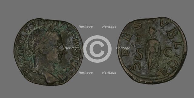 Sestertius (Coin) Portraying Emperor Severus Alexander, 232. Creator: Unknown.