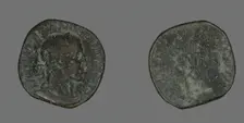 Sestertius (Coin) Portraying Emperor Severus Alexander, 234. Creator: Unknown