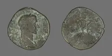 Sestertius (Coin) Portraying Emperor Severus Alexander, 266. Creator: Unknown