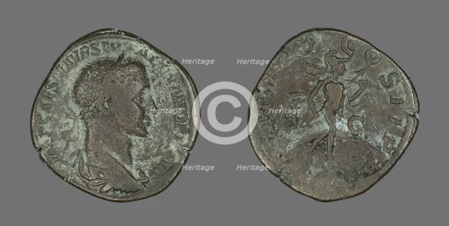 Sestertius (Coin) Portraying Emperor Severus Alexander, 266. Creator: Unknown.