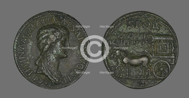 Sestertius (Coin) Portraying Empress Agrippina, 37-41. Creator: Unknown.