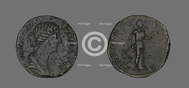 Sestertius (Coin) Portraying Empress Faustina, 176. Creator: Unknown.