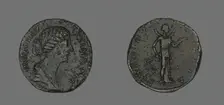 Sestertius (Coin) Portraying Empress Faustina, 176. Creator: Unknown