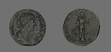 Sestertius (Coin) Portraying Empress Faustina, 176. Creator: Unknown
