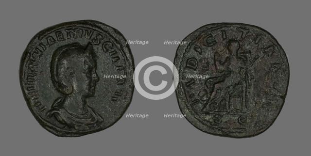 Sestertius (Coin) Portraying Empress Herennia Etruscilla, 249-251. Creator: Unknown.