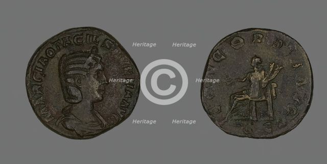 Sestertius (Coin) Portraying Empress Marcia Otacilia Severa, 244-249. Creator: Unknown.