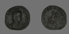 Sestertius (Coin) Portraying Empress Marcia Otacilia Severa, 244-249. Creator: Unknown