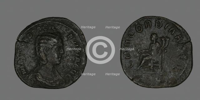 Sestertius (Coin) Portraying Empress Marcia Otacilia Severa, 244-249. Creator: Unknown.