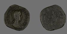 Sestertius (Coin) Portraying Empress Marcia Otacilia Severa, 244-249. Creator: Unknown