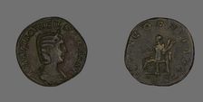 Sestertius (Coin) Portraying Empress Marcia Otacilia Severa, 244-249. Creator: Unknown