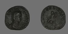 Sestertius (Coin) Portraying Empress Marcia Otacilia Severa, 244-249. Creator: Unknown