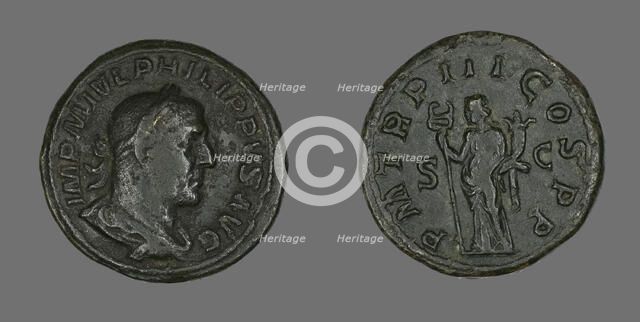 Sestertius (Coin) Portraying King Philip I, 246. Creator: Unknown.