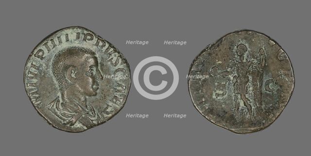 Sestertius (Coin) Portraying King Philip II, 244-246. Creator: Unknown.