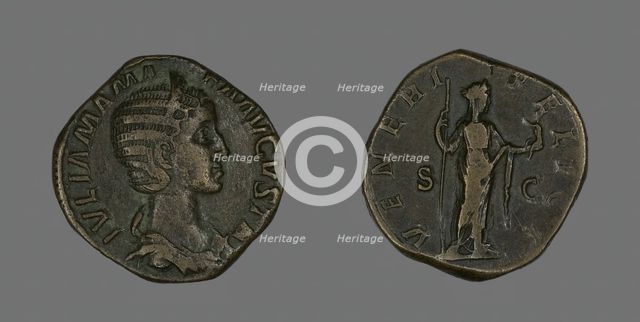 Sestertius (Coin) Portraying Julia Mamaea, 224. Creator: Unknown.