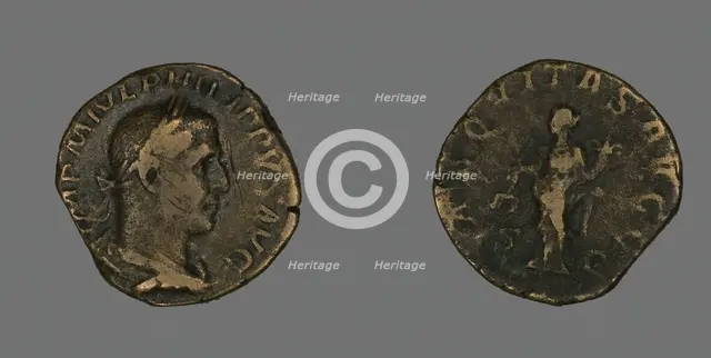Sestertius (Coin) Portraying Philip the Arab, 244-249. Creator: Unknown.